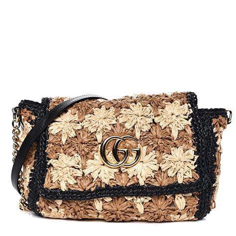 gucci straw mini shoulder bag|Gucci raffia bags.